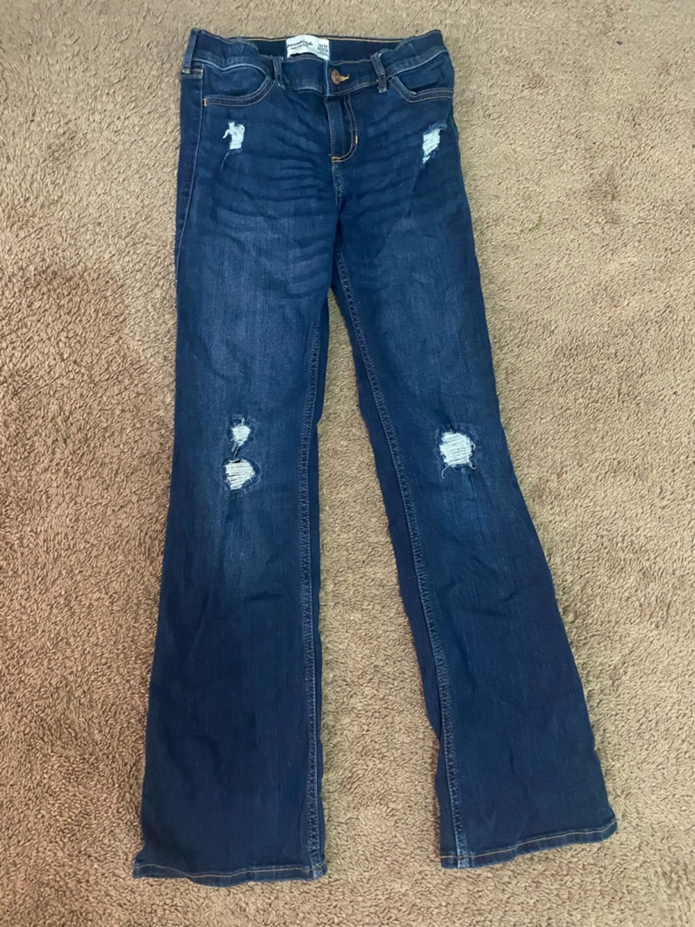 Kids Distressed Dark Blue Mid-rise boot Jeans